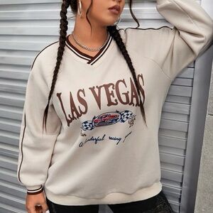 SHEIN Cream Las Vegas Graphic Pullover